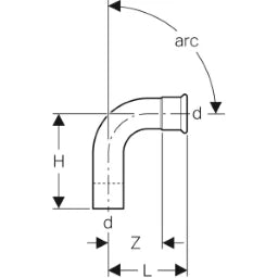 GEBERIT GE Mapress Carbon Steel Bend with Single Socket End 90 Deg. d88.9mm Galvanized – 20310
