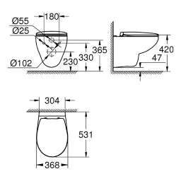 GROHE Grohe Bau Ceramic Wall-Mounted WC Set with Soft-Close Toilet Seat – 39 351 000