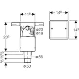 GEBERIT GE UP Siphon fuer Geraete mit UP-Kasten 1 Anschluss, Abdeckplatte Edelstahl   – 152.232.00.1