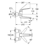 GROHE Grohe Euroeco Spezial Wandbatterie Ausladung 272mm chrom   – 32 774 000