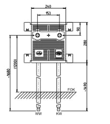 MHS mhs surface-mounted shower 240 outlet 153mm Uni pipe: Viega Raxofix – 24641VR0000A00
