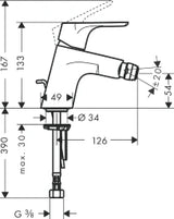 HANSGROHE HG Focus Single Lever Bidet Mixer DN15 Chrome – 31920000