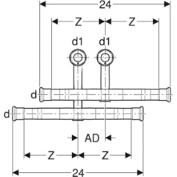 GEBERIT GE Mapress C-Stahl Hzk-Anschluss Set VL/RL m. EK-Klemmverschr. d22 x 15mm   – 24047