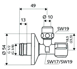 SCHELL SCHELL 3/8" Angle Valve with Push Rosette – 04 916 06 99