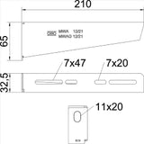 OBO Wall and Mast Cantilever with Mounting Screw M10x25, B210mm, Steel, Strip-Galvanised – 6424732