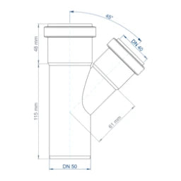 POLOPLAST PO Abzweig POLO-KAL NG DN 50/40/45Grad   – 02212