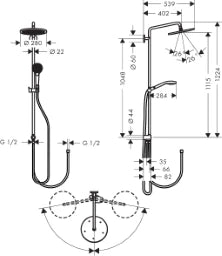HANSGROHE HG Croma Select S 280 Reno Showerpipe Chrome – 26793000