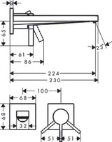 HANSGROHE HG Tecturis E Wall-Mounted Basin Mixer, 2-Hole, Concealed Installation, Finish Set, 225 mm Spout, Chrome – 73051000