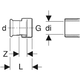 GEBERIT GE Mapress Stainless Steel Transition with Brazing Bushing made of Brass d28mm x G5/4 - 35035