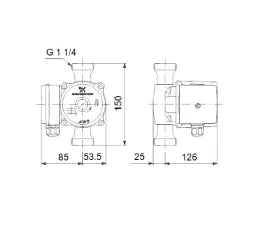 GRUNDFOS Grundfos Circulator Pump UP 20-45 N 150mm 1x230V G1_1/4 - 99255562