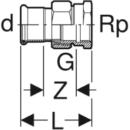 GEBERIT GE Mapress Transition Fitting with External Thread d54mm x Rp2, NPW - 45409