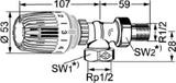 HEIMEIER Heimeier Rücklauftemperaturbegrenzer 1/2" Eckform  – 9173-02.800