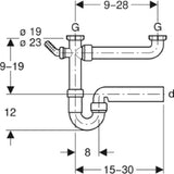 GEBERIT GE Pre-fabricated Drain 2-part in PP d50mm x G1 1/2 white – 152.715.11.1