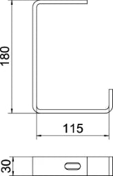 OBO Flat Steel Suspension Bracket W100mm, hot-dip galvanized steel – 6363903