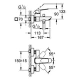 GROHE Grohe Cubeo Single-lever bath mixer, wall-mounted, matt black – 101813 243 0