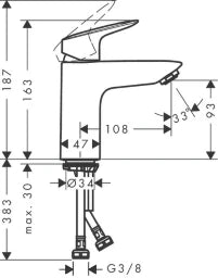 HANSGROHE HG Logis Waschtischmischer 100 ohne Ablaufgarnitur, chrom   – 71101000
