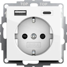 GIRA SCHUKO SH USB-Spannungsvers. 2f Typ A/C System 55 Reinweiß   – 245903