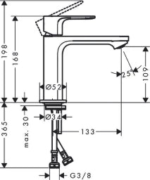 HANSGROHE HG Single Lever Basin Mixer Rebris S 110 CoolStart without Pull Rod Chrome – 72520000