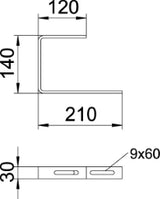 OBO Universal Bracket 210x144x120 Steel, hot-dip galvanized – 6363982