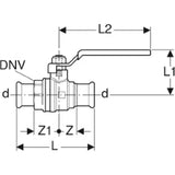 GEBERIT GE Mapress Surface-mounted Ball Valve with Lever d35mm made of Brass, NPW – 94926