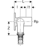 GEBERIT GE Mepla Double Connector Elbow RG 90 Deg. d20mm x Rp1/2 x 20mm – 602.273.00.5