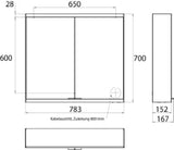 EMCO Emco Passion Coll.1 Lighted mirror cabinet surface-mounted, 2-door, 800 mm aluminum. – BPPABME1LS2
