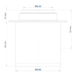 POLOPLAST PO Transition Pipe Short POLO-KAL DN 50/32 - 02202