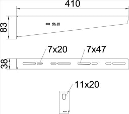 OBO Wall and Mast Brackets with Fastening Screw M10x25 B410mm Steel Strip Galvanized – 6424759