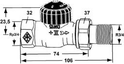 HEIMEIER Heimeier Thermostatic Valve, Straight Pattern, 3/4" – 2202-03.000