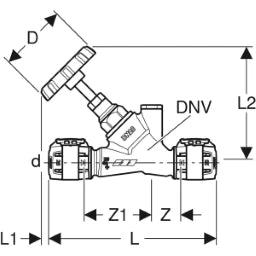 GEBERIT GE FlowFit Inclined-Seat Stop Valve RG+ d25mm – 619.832.00.1