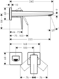 HANSGROHE HG Metropol 2-Loch WTM 225 Wandmontage, ZGriff mattschwarz   – 32526670