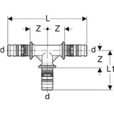 GEBERIT GE Mepla Equal Tee Brass d26mm - 613.310.00.5