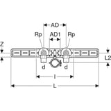 GEBERIT GE FlowFit Angle Set, pre-assembled, 2-way, offset d20mm x Rp1/2 OD15.3cm RG+ – 619.681.00.1