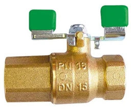 HERZ Ball Valve Lever Handle Green DN20 3/4" Brass with Backflow Preventer – 2211012