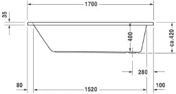 DURAVIT Duravit D-Code Bathtub Rectangular 1700x750mm, Waste at Foot End – 700100000000000