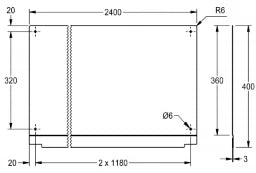KWC AUSTRIA KWC Planox Back Panel 2400x400x3mm for PLANOX Wash Troughs, CNS, matt - 2030043810