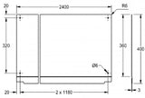 KWC AUSTRIA KWC Planox Back Panel 2400x400x3mm for PLANOX Wash Troughs, CNS, matt - 2030043810