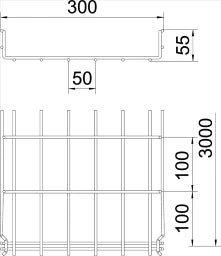 OBO Mesh Cable Tray GRM 55x300x3000 Steel, galvanized - 6001448