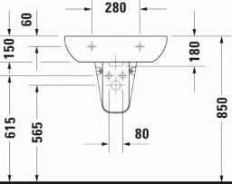 DURAVIT Duravit D-Code Washbasin 600x460mm with overflow, with tap platform, white – 23106000002