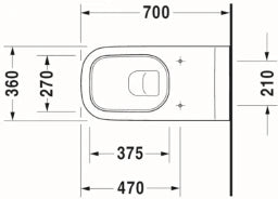 DURAVIT Duravit D-Code Wall-mounted Toilet 700mm Washdown, accessible, white – 22280900002