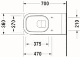 DURAVIT Duravit D-Code Wall-mounted Toilet 700mm Washdown, accessible, white – 22280900002