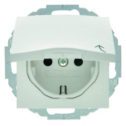 BERKER SCHUKO Socket with Hinged Cover and Increased Contact Protection S.1/B.3/B.7 Polar White Matte – 47441909