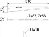 OBO Wall and Mast Cantilever with Welded Head Plate B510mm Steel Hot-Dip Galvanised – 6420788