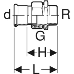 GEBERIT GE Mapress ES Uebergangsverschraubung mit UeWM aus Messing d22mm x R1  – 35336