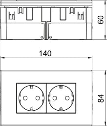 OBO Steckdoseneinheit Modul 45, 2fach 84x140 x59mm Polycarbonat reinweiß RAL 9010  – 6119407