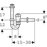 GEBERIT GE pipe siphon in PP white d40mm x G1 1/2 x G1 1/4 reduced – 152.860.11.1
