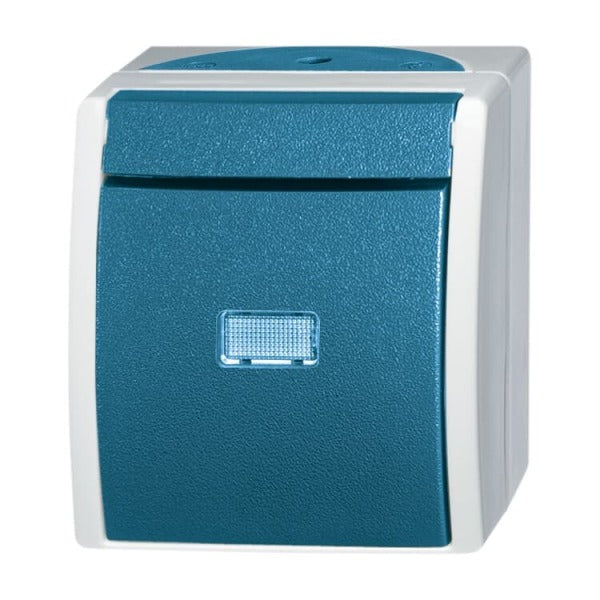 Rocker switch Off and changeover switch with neon lamp grey/blue-green - ocean – 2CKA001085A1613