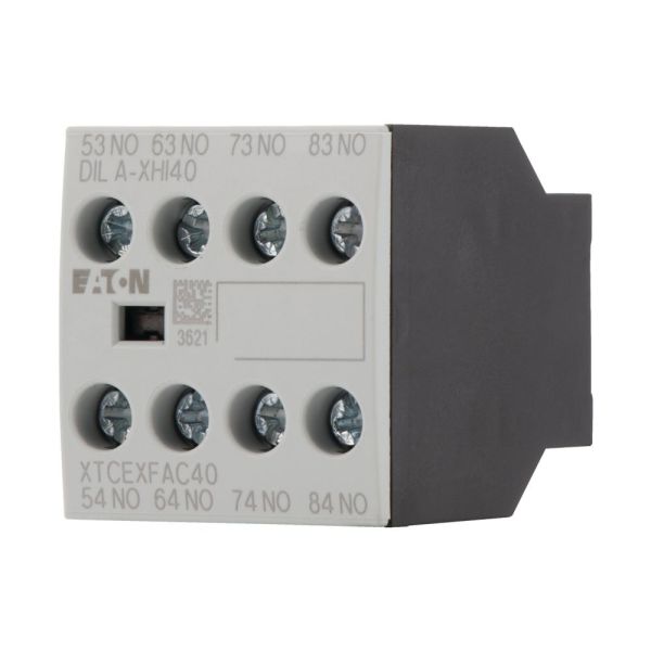 Auxiliary contact block, 4-pole, Ith= 16 A, 4 NO, Front fixing, Screw terminals, DILA, DILM7 - DILM38 – 276428
