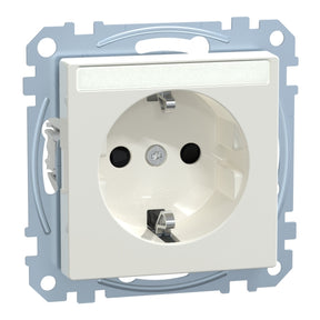 MERTEN SCHUKO-Steckdose mit Schriftf., BRS, Ste ckklemmen, polarweiß glänzend, System M  – MEG2302-0319
