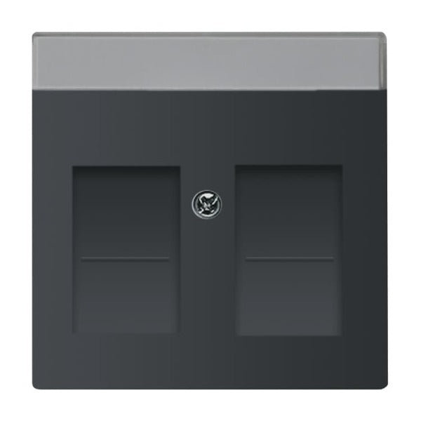 Zentralscheibe Modular-Jack 2-fach mit Beschriftung schwarz matt - Plattform 63 – 2CKA001710A3910